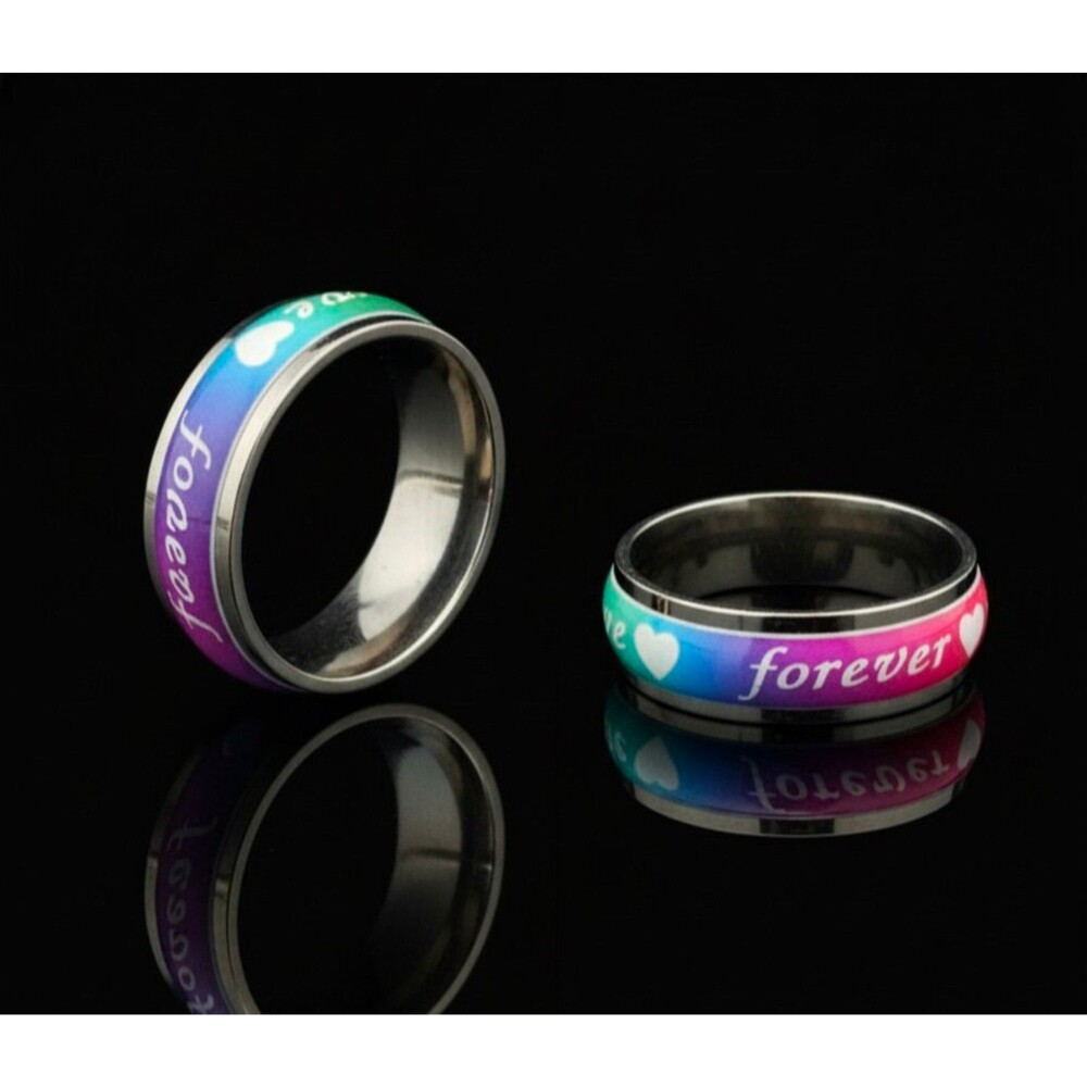 Gradient "Forever Love" Band Ring | Stainless Steel Pride & Romance (US 9.5)